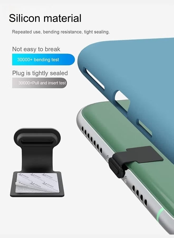 6pcs USB Type C Anti-Lost Anti Dust Plugs, Dust Cover Port Plugs Protection Compatible with iPhone 15 Samsung Galaxy S21/S20/S22 Ultra Huawei for All Type-C Smartphone and Tablet - Black - Image 5